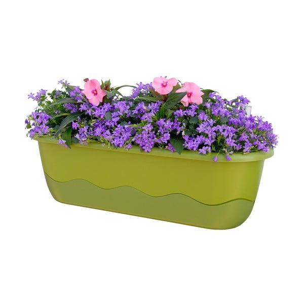 Mareta zöld önöntöző virágláda, hosszúság 60 cm - Plastia-image-1