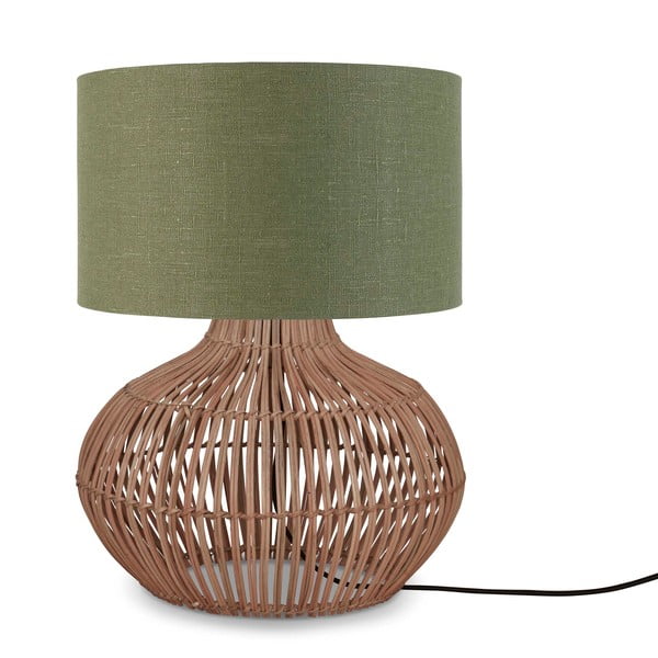 Zöld-natúr színű asztali lámpa textil búrával (magasság 48 cm) Kalahari – Good&Mojo