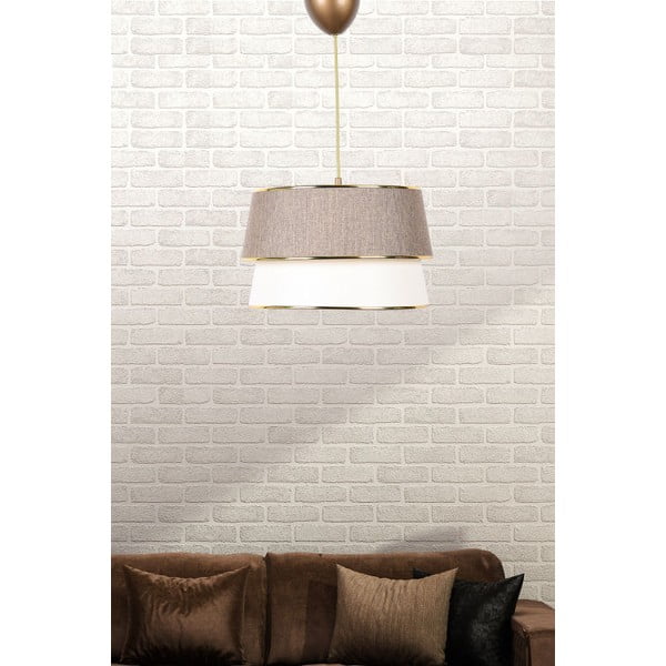 Bézs-krémszínű függőlámpa textil búrával ø 30 cm – Opviq lights-image-1