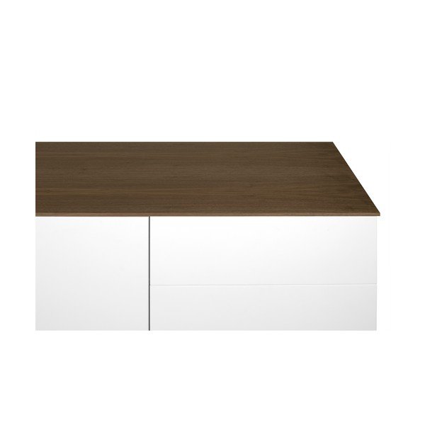 Join fehér komód diófalappal, 3 fiókkal, 3 ajtóval és fekete lábakkal - TemaHome-image-4