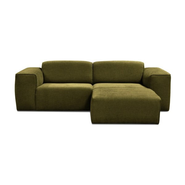 Phoenix zöld háromszemélyes kanapé, puffal - Cosmopolitan design