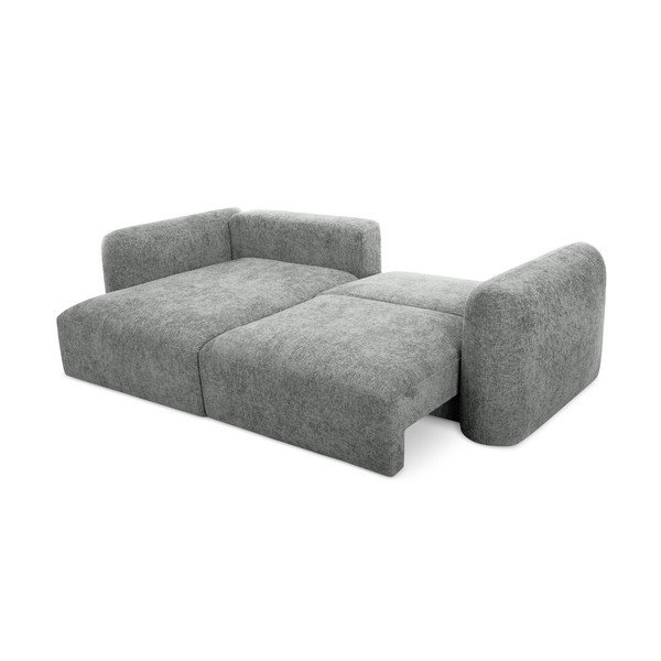 Szürke zsenília kinyitható-tárolóhelyes sarokkanapé (bal oldali-heverő résszel) Mele – Makamii-image-2