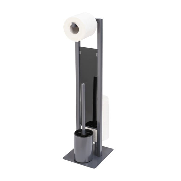 Rivalta szürke wc-papír tartó állvány kefével - Wenko-image-2