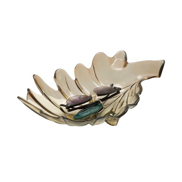 Leaf szürke tálka újrahasznosított üvegből, 33 x 20 cm - Mauro Ferretti-image-2