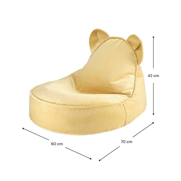 Sárga bársony gyerek babzsákfotel Bear – Wigiwama-image-3