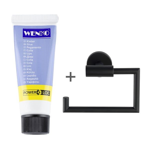 Matt fekete öntapadós rozsdamentes acél WC-papír tartó Bosio – Wenko