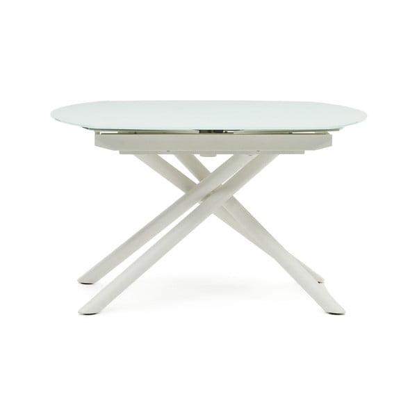 Fehér bővíthető étkezőasztal üveg asztallappal 100x130 cm Yodalia – Kave Home-image-2