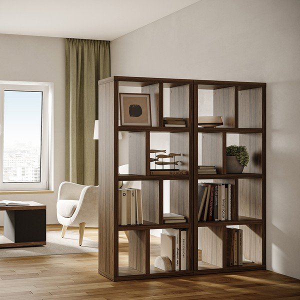 Barna könyvespolc diófa dekorral 70x159 cm Berlin – TemaHome-image-1