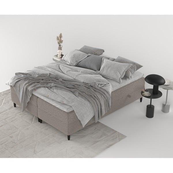 Barna ágyneműtartós boxspring ágy 200x200 cm Malte – Maison de Rêve-image-2