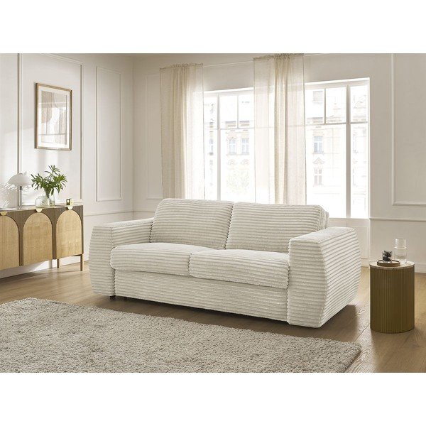 Bézs kordbársony kanapé mindennapos alvásra-kinyitható 240 cm Hugo – Bobochic Paris-image-1