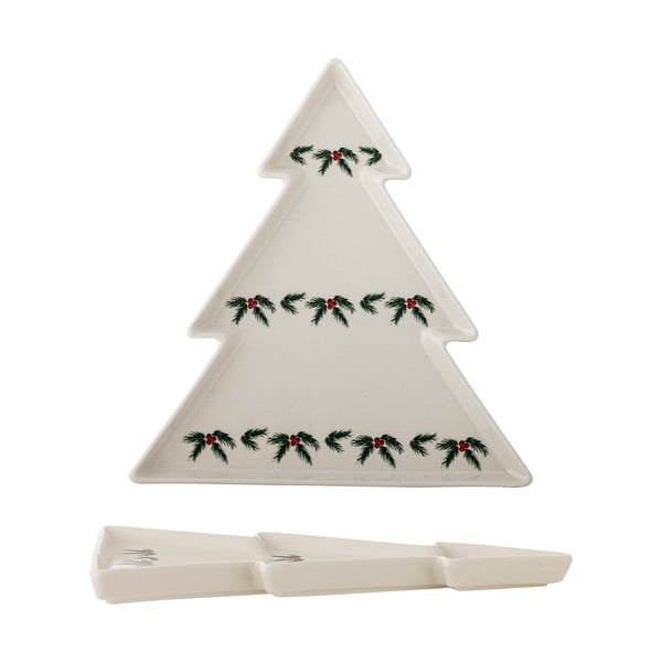 Krémszínű szervírozó agyagkerámia tányér karácsonyi mintával Berry – Bloomingville-image-3