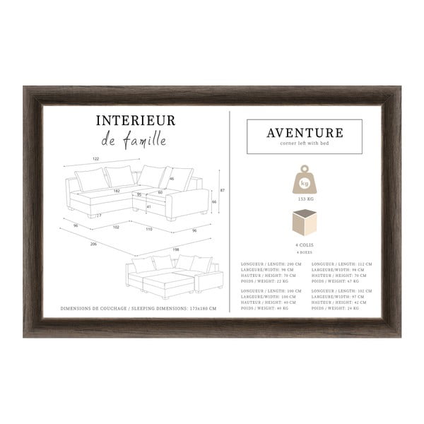 Aventure bézs ágyazható sarokkanapé bal oldalas kialakítással - INTERIEUR DE FAMILLE PARIS-image-2