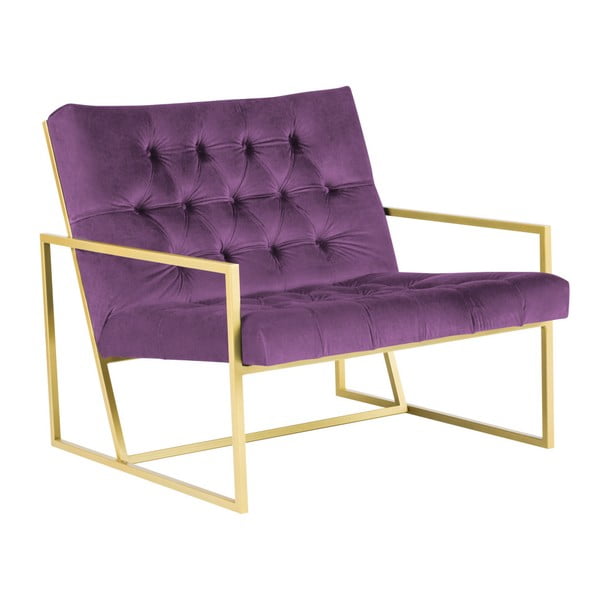 Bono lila fotel aranyszínű konstrukcióval - Mazzini Sofas