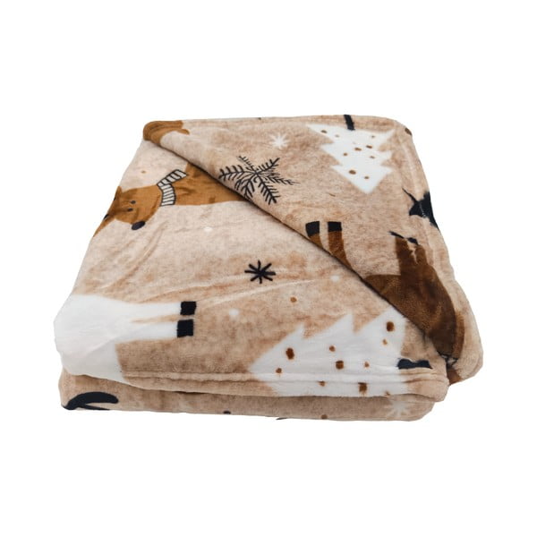 Barna mikroplüss takaró karácsonyi mintával 150x200 cm Nordic Fairytale – My House