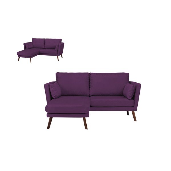 Elena sötétlila háromszemélyes kanapé, fekvőfotellel a bal oldalon - Mazzini Sofas-image-4