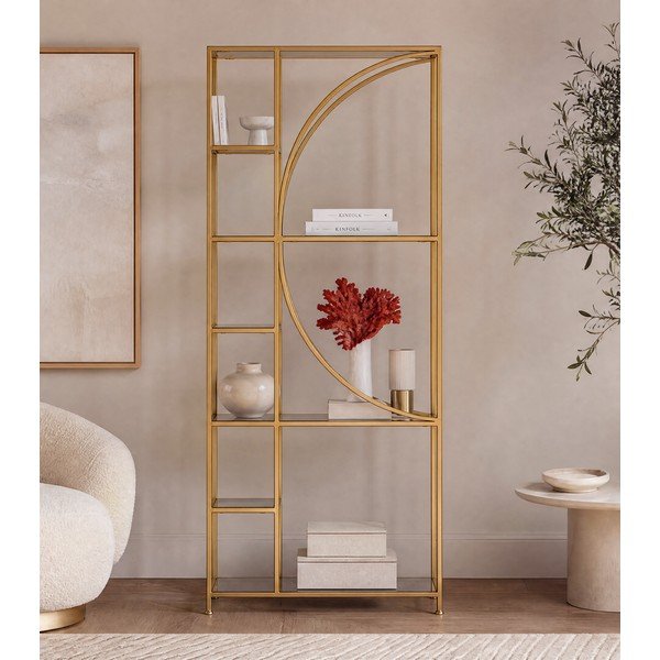 Aranyszínű acél könyvespolc 66x176x25,5 cm Elenor – Bizzotto-image-3