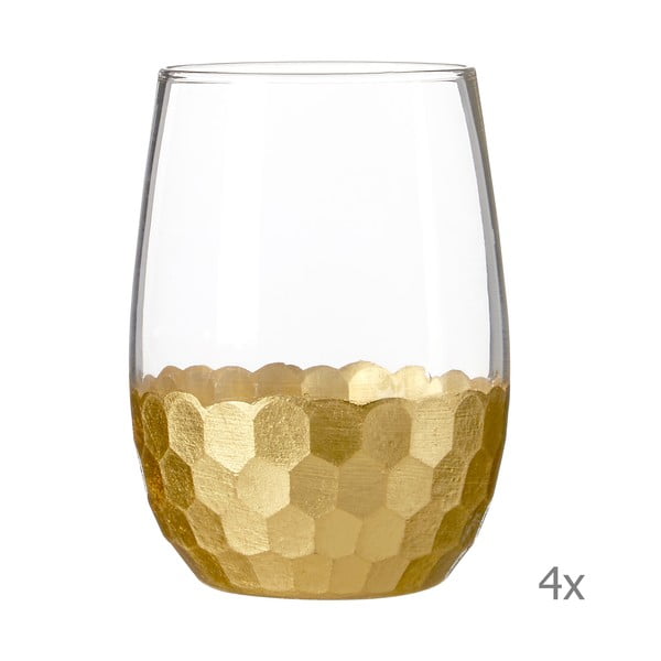 Astrid 4 db pohár aranyszínű részletekkel, 240 ml - Premier Housewares