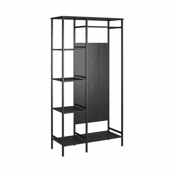 Fekete ruhásszekrény tölgyfa dekorral 95x180 cm Modine - Støraa-image-2