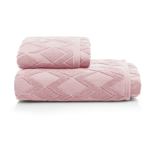 Toscana világos rózsaszín pamut törülköző és fürdőlepedő szett - Maison Carezza