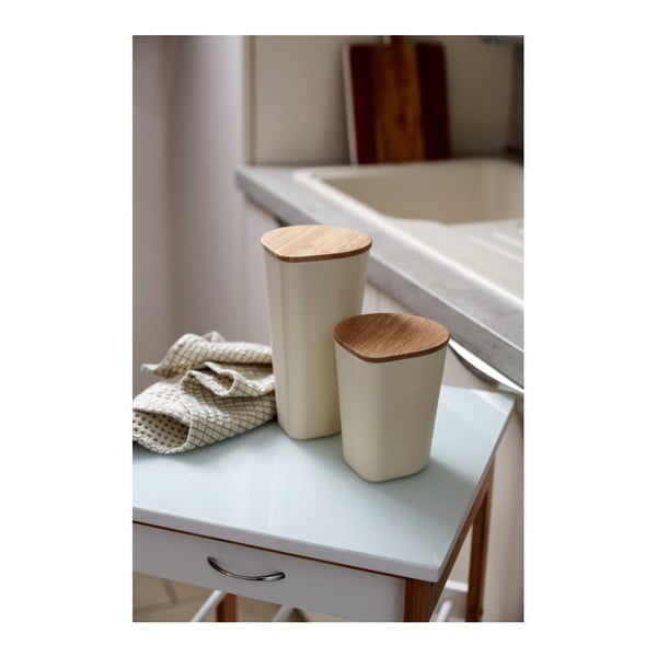 Derry bézs kerámia tárolóedény bambusz fedővel, 750 ml - Wenko-image-2