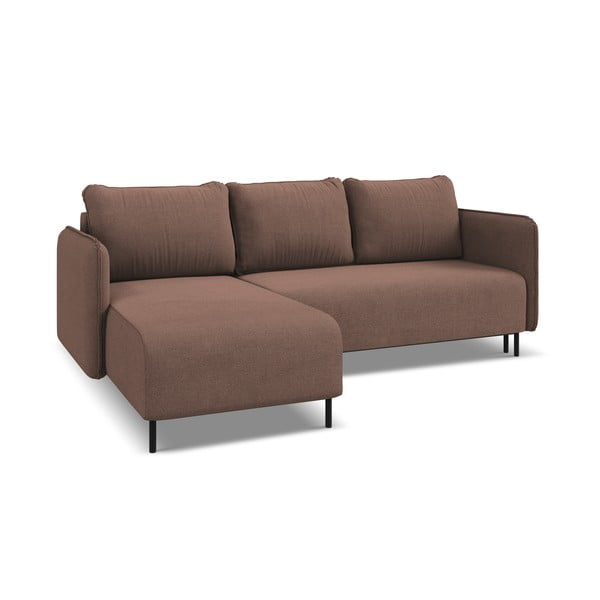 Rózsaszín kinyitható-tárolóhelyes sarokkanapé (bal oldali) Luana – Makamii-image-4