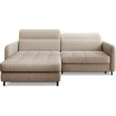 Bézs zsenília kinyitható-tárolóhelyes sarokkanapé (bal oldali-heverő résszel) Gomsi – ELTAP