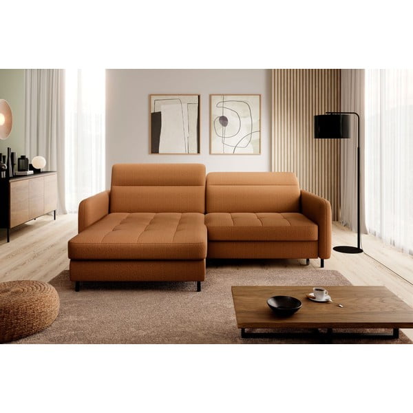 Sárga bársony kinyitható-tárolóhelyes sarokkanapé (bal oldali-heverő résszel) Gomsi – ELTAP-image-3