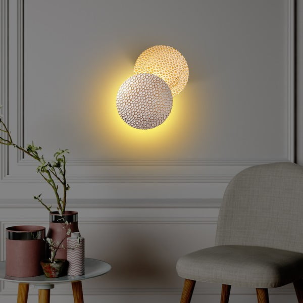 Fehér-aranyszínű LED fali lámpa ø 21 cm Yosma – Opviq lights-image-1