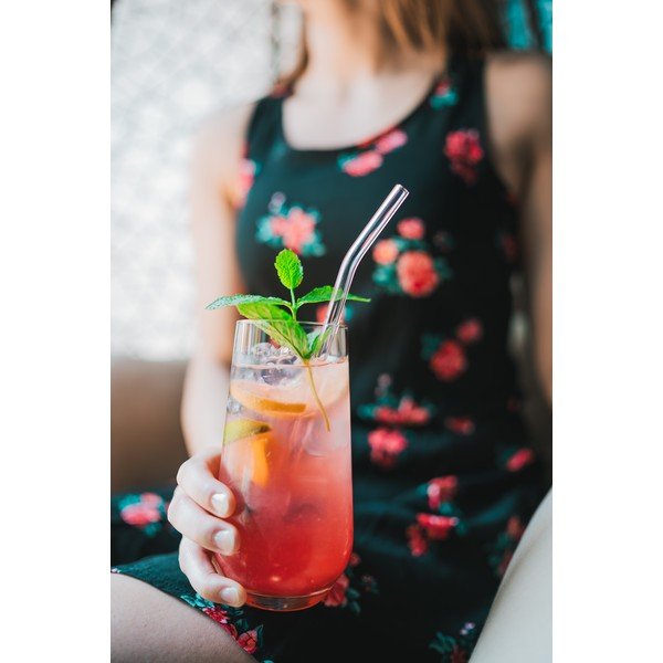 6 db-os rózsaszín üveg szívószáll készlet, hosszúság 23 cm - Vialli Design-image-2