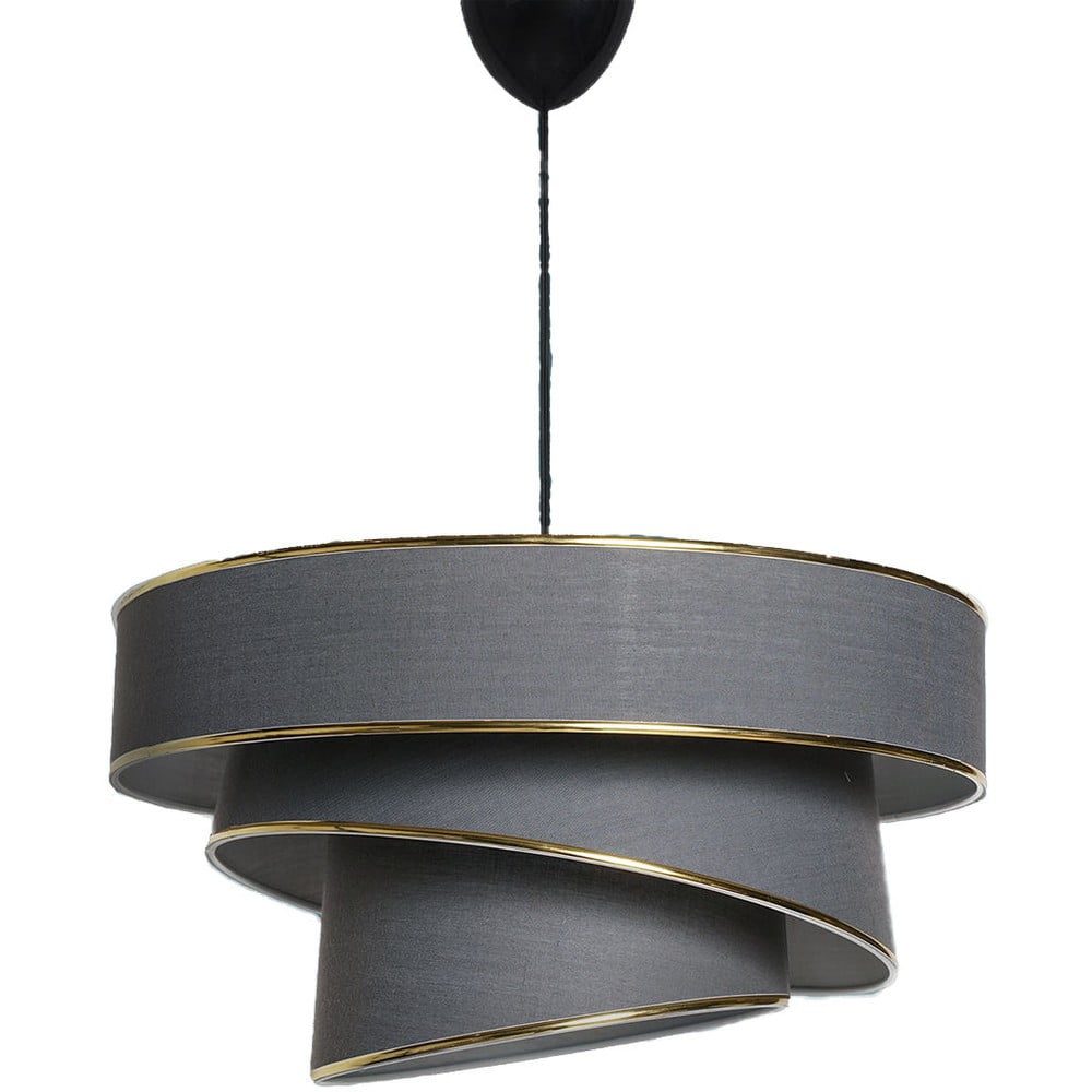 Antracitszürke-aranyszínű függőlámpa textil búrával ø 40 cm Couper  Opviq lights