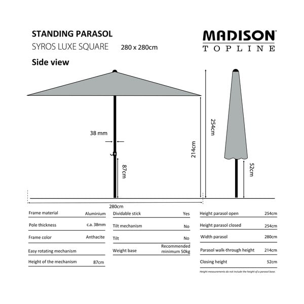 Zöld napernyő 280x280 cm Syros - Madison-image-1