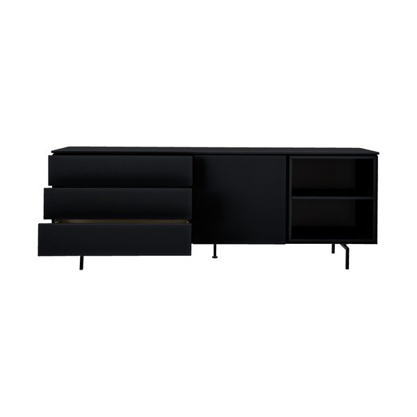 Fekete alacsony komód 210x76 cm Plain – Tenzo-image-1