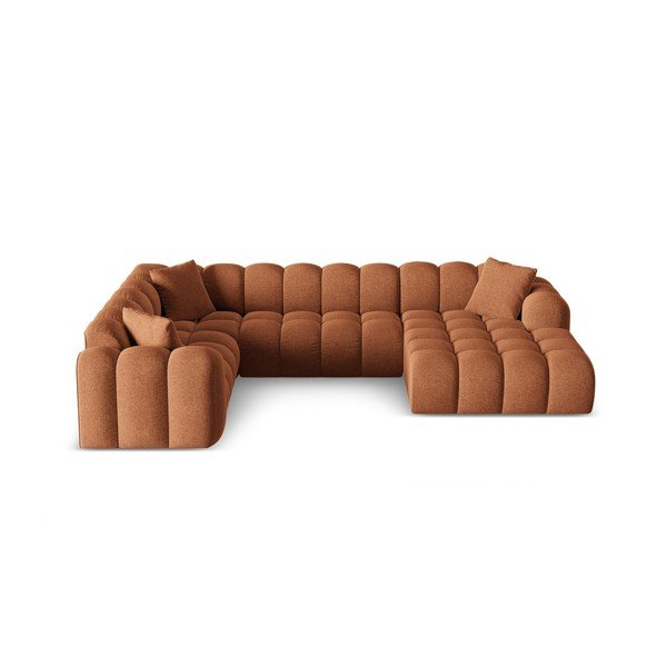 Terrakotta színű zsenília sarokkanapé (bal oldali-U alakú) Treno – Cosmopolitan Design