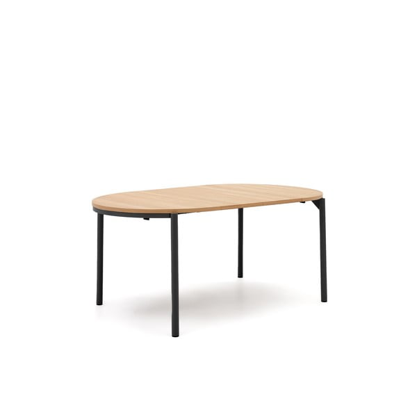 Natúr színű kerek bővíthető étkezőasztal tölgyfa dekoros asztallappal ø 90 cm Montuiri – Kave Home-image-2