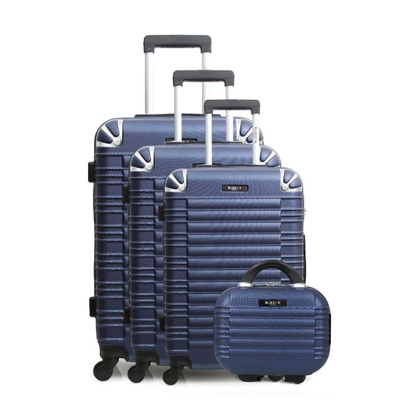 Vanity 3 db-os kék gurulós bőrönd és kozmetikai bőrönd szett - Bluestar