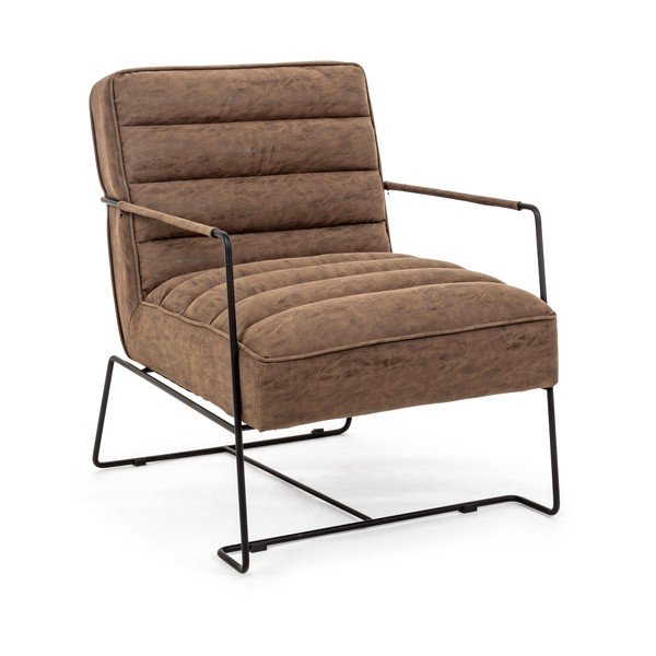 Barna bőrutánzat fotel Brianna – Bizzotto