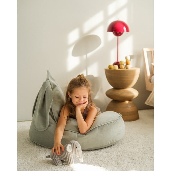 Mentazöld bársony gyerek babzsákfotel Bunny – Wigiwama-image-3