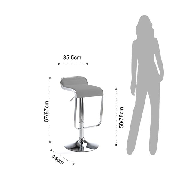 Szürke kárpitozott állítható magasságú bárszék (ülésmagasság 58 cm) Snappy – Tomasucci-image-4