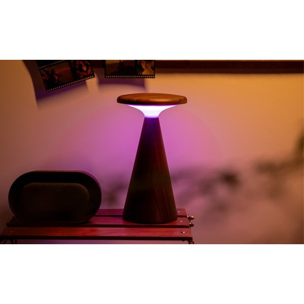 Sötét natúr színű LED asztali lámpa fa búrával (magasság 21 cm) Sylva – Gingko-image-4