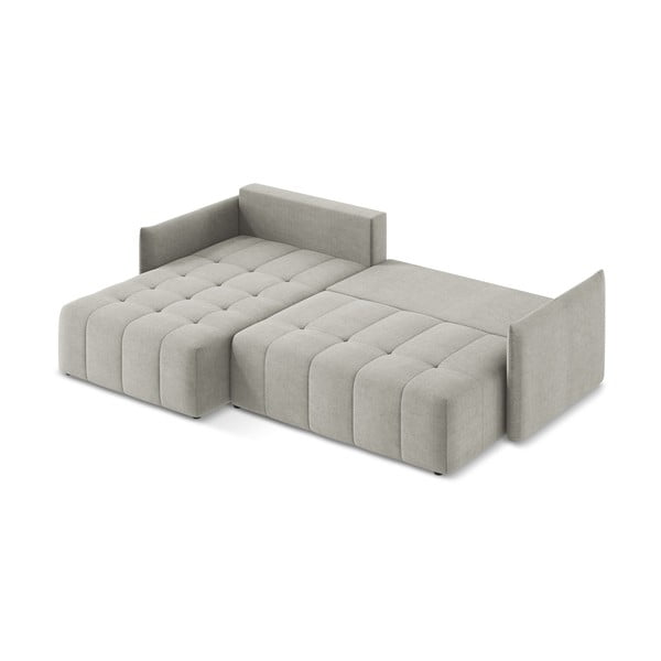 Világosszürke kinyitható-tárolóhelyes sarokkanapé (bal oldali-heverő résszel) Moku – Makamii-image-4
