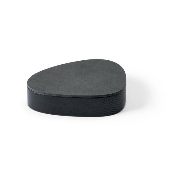Fekete-antracitszürke fedeles-dekoratív fa-öko bőr tárolódoboz 14x12,5x3,5 cm Curve Nupo – LIND DNA