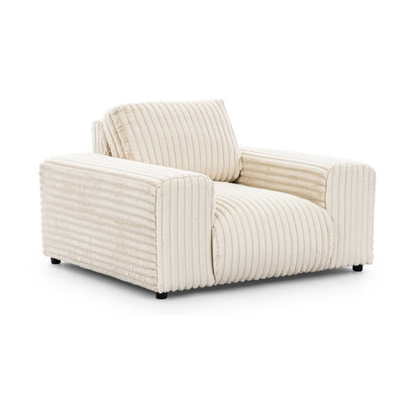Krémszínű kordbársony fotel Justin – Ropez