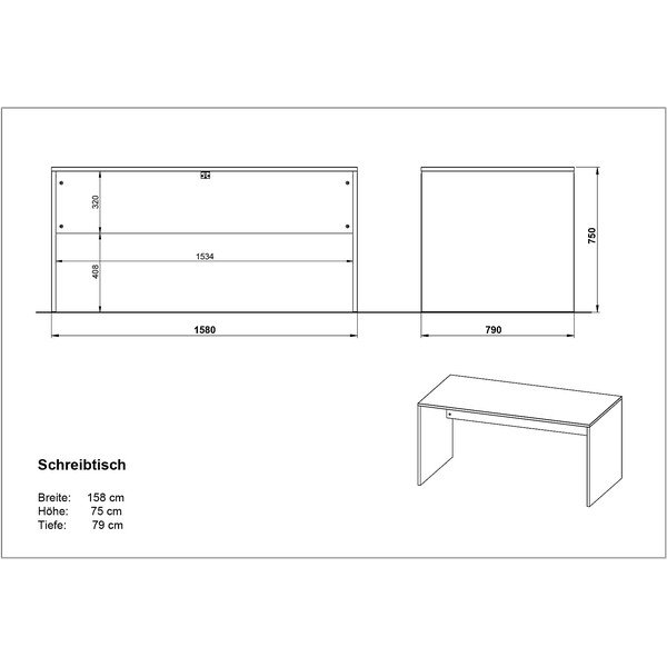 Íróasztal diófa dekorral 158x79 cm Ancona - Germania-image-3