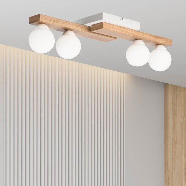 Fehér-natúr színű mennyezeti lámpa üveg búrával ø 12 cm Cortina – LAMKUR-image-4