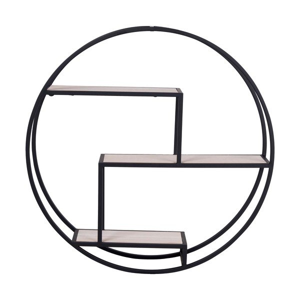 Fekete-natúr színű többszintes paulownia fali polc 62 cm Rotterdam – House Nordic-image-2