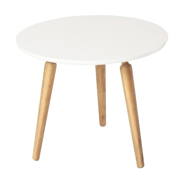 Cappuccino dohányzóasztal fehér, tölgyfa lappal, magasság 50 cm, ∅ 60 cm - Folke