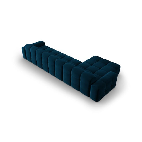 Sötétkék bársony sarokkanapé (bal oldali) Kendal – Micadoni Home-image-4