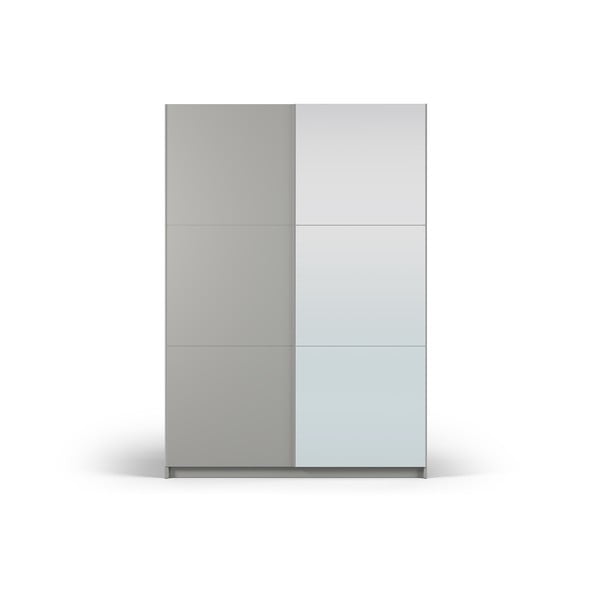 Szürke ruhásszekrény tükörrel és tolóajtókkal 151x215 cm Lisburn - Cosmopolitan Design