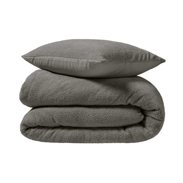 Antracitszürke kétszemélyes-hosszabbított mikroplüss ágyneműhuzat 240x220 cm Helena – douceur d'intérieur