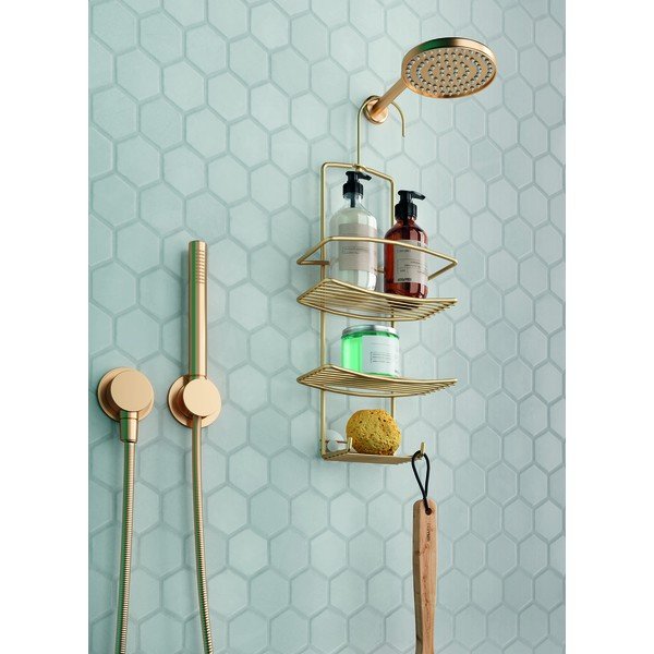 Aranyszínű függő acél fürdőszobai polc Onda – Metaltex-image-1